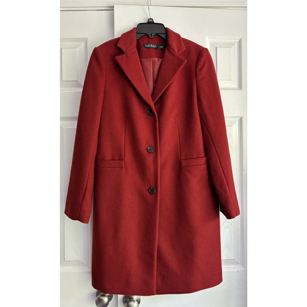 Lauren Ralph Lauren Women's Wool Blend Coat Fully Lined Sienna Red Color Size 8